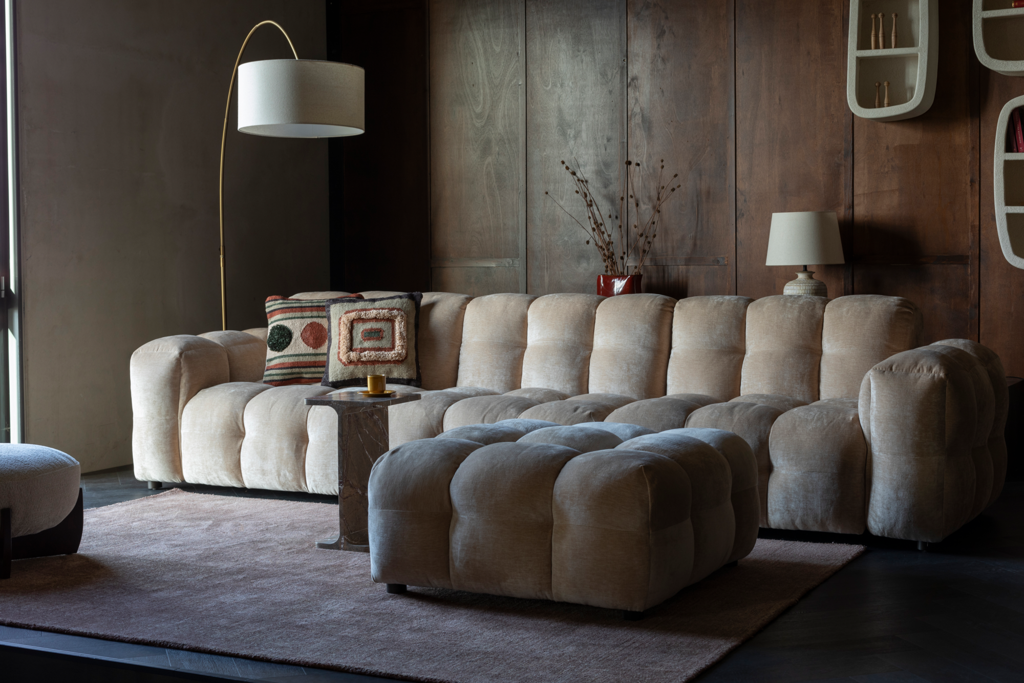 Hocker Hackman Velours Cognac