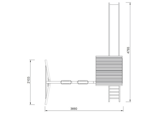 Schommelverlenging Palmako Jesper 240 x 210 cm bruin hout bestaande uit 2 plankschommels