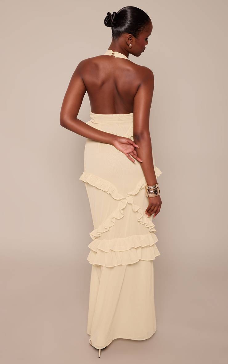 Citron Robe Maxi Dos Nu À Volants Et Encolure Américaine