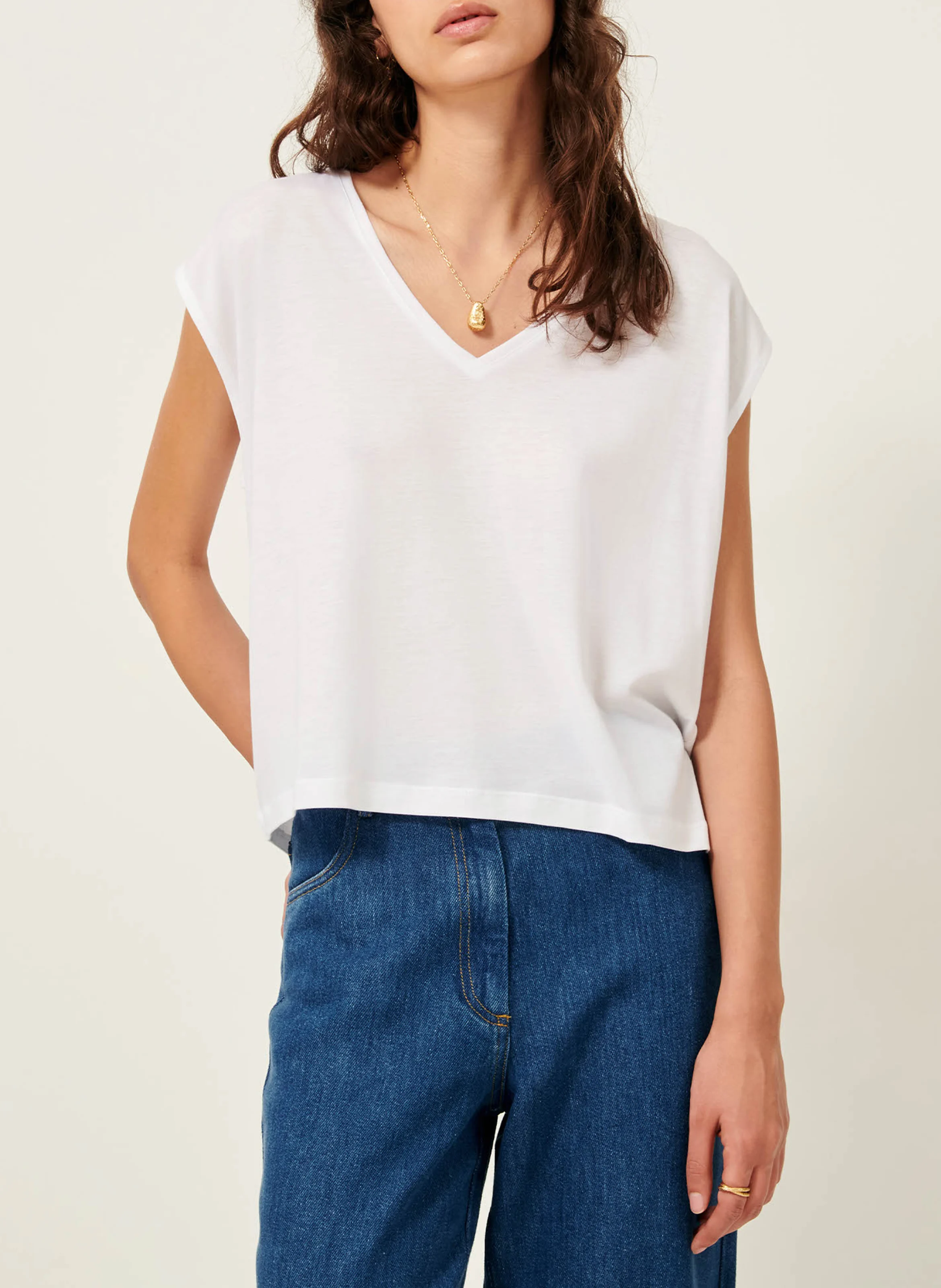 THE V - Tee-shirt col V ample | Blanc