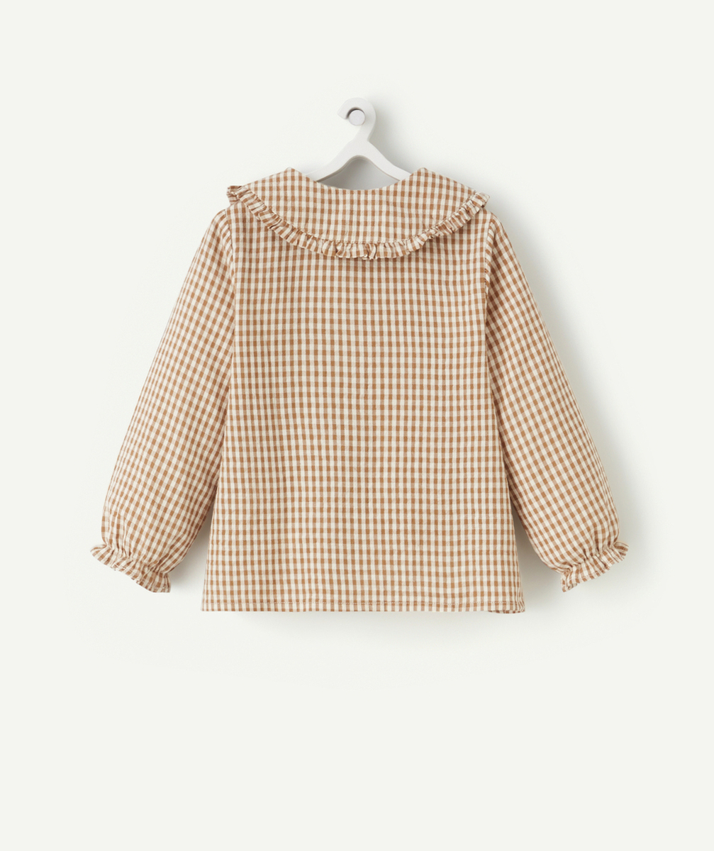 CHEMISE À CARREAUX BÉBÉ FILLE EN COTON COL CLAUDINE