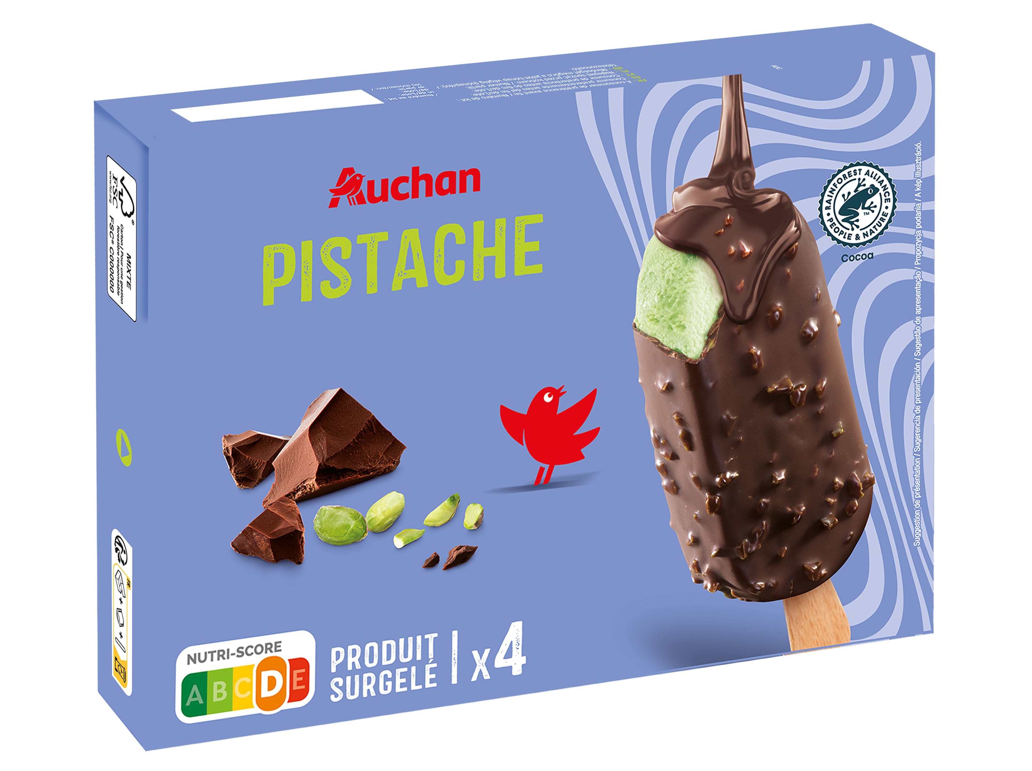 GELADO PALITO AUCHAN PISTACHIO 4X100ML