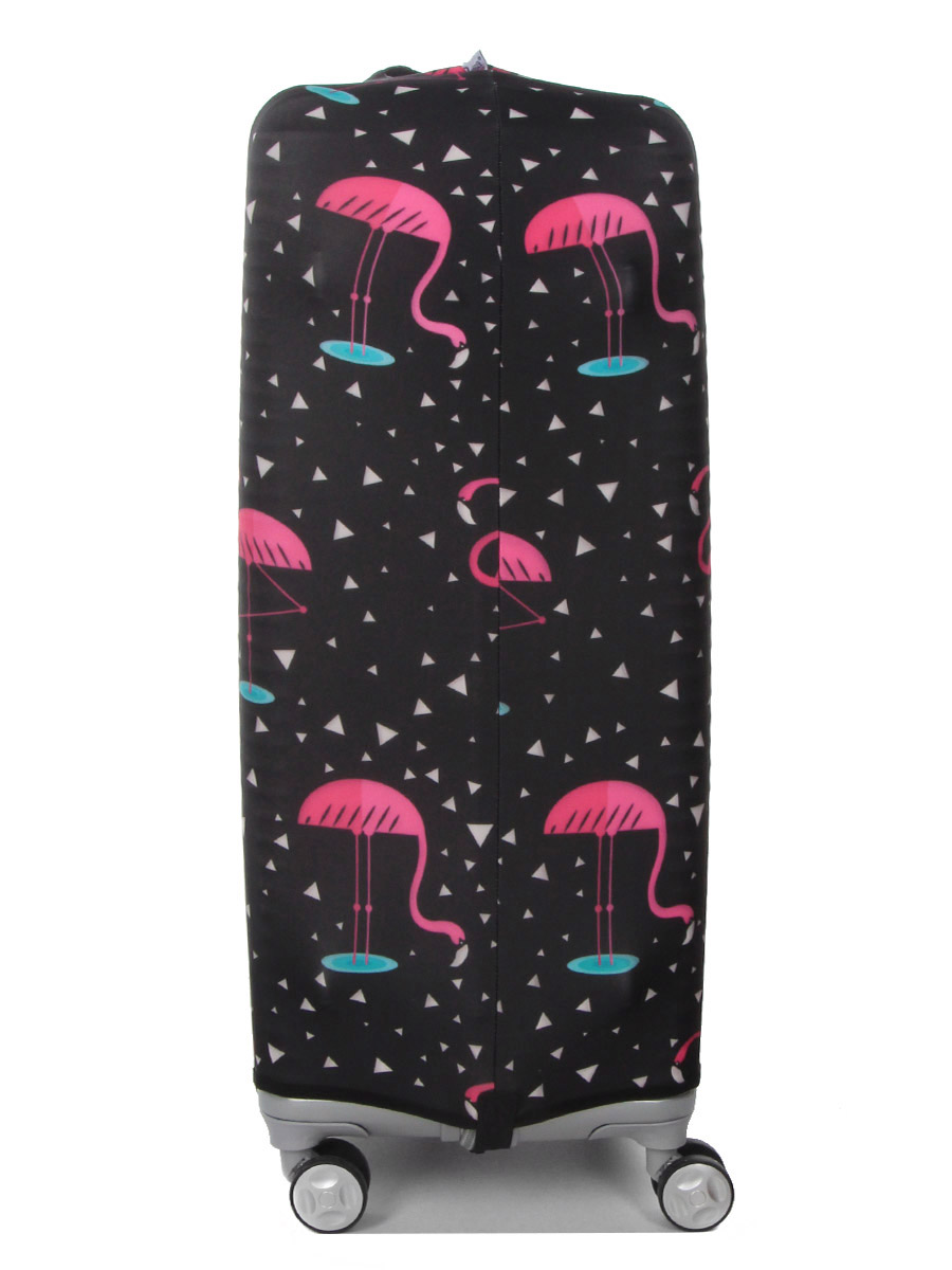 Housse de valise Periea Black with Pink Flamingos L