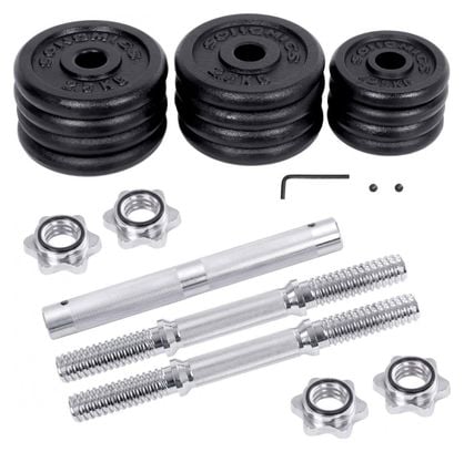 Kit haltères musculation avec barre d’extension 30 kg pour hommes et femmes musculation prise de masse sport fitness noir 12_0002026