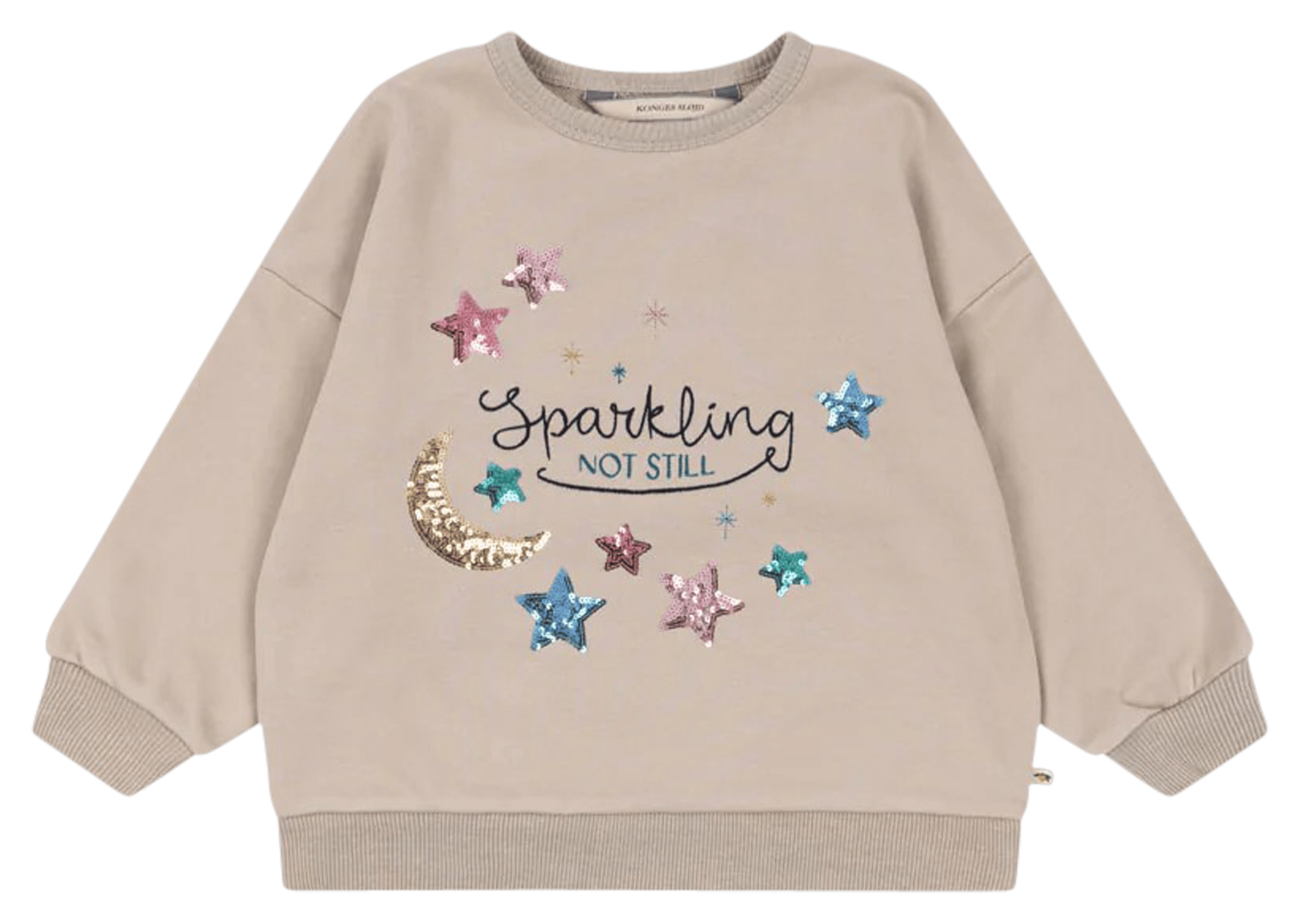 LOU - Sweat col rond à sequins en coton organique mélangé | Beige