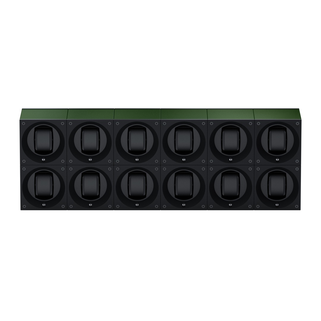 SwissKubik Masterbox Aluminium Dunkelgrün - 12 Uhren