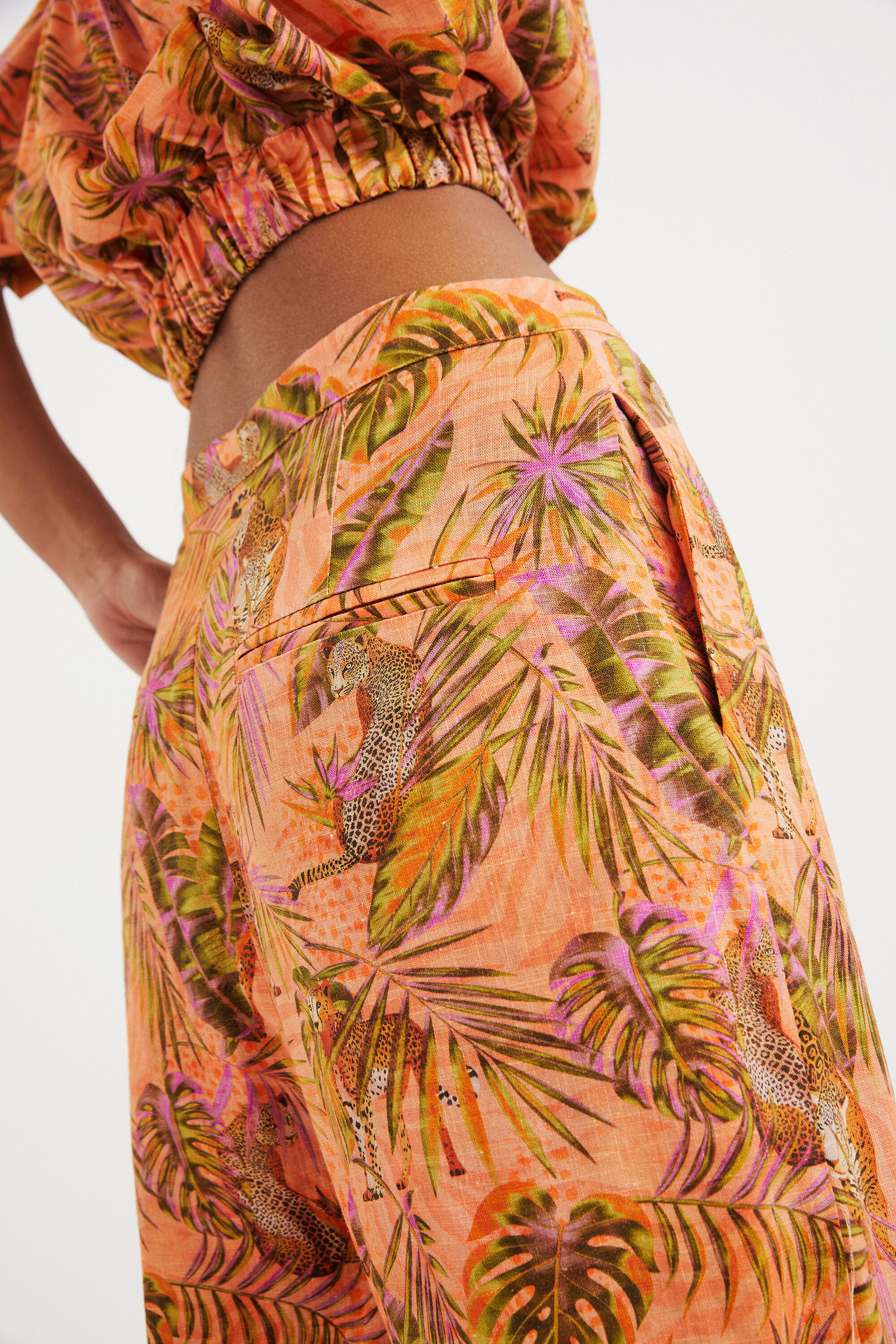 Pantalon lin mangue tropical