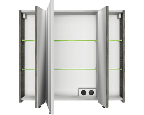Jungborn spiegelkast VENTITRE 80 x 17 x 70,3 cm grafiet structuur horizontaal 3-deurs J850.198050