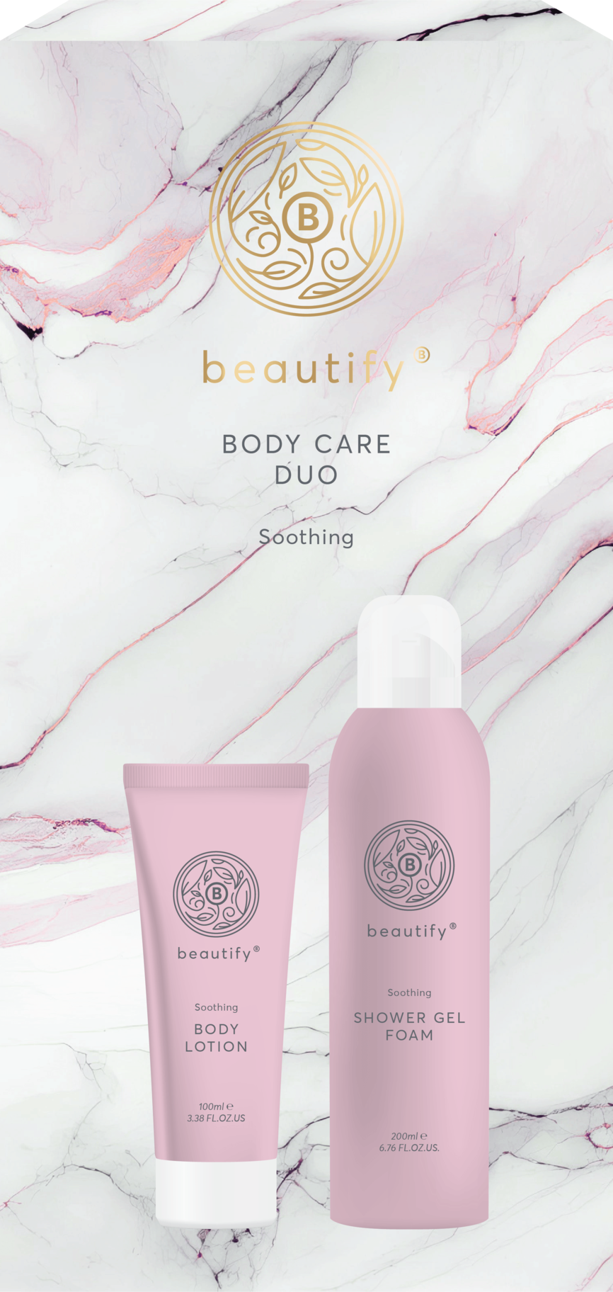 Beautify gavesett med dusjskum og bodylotion