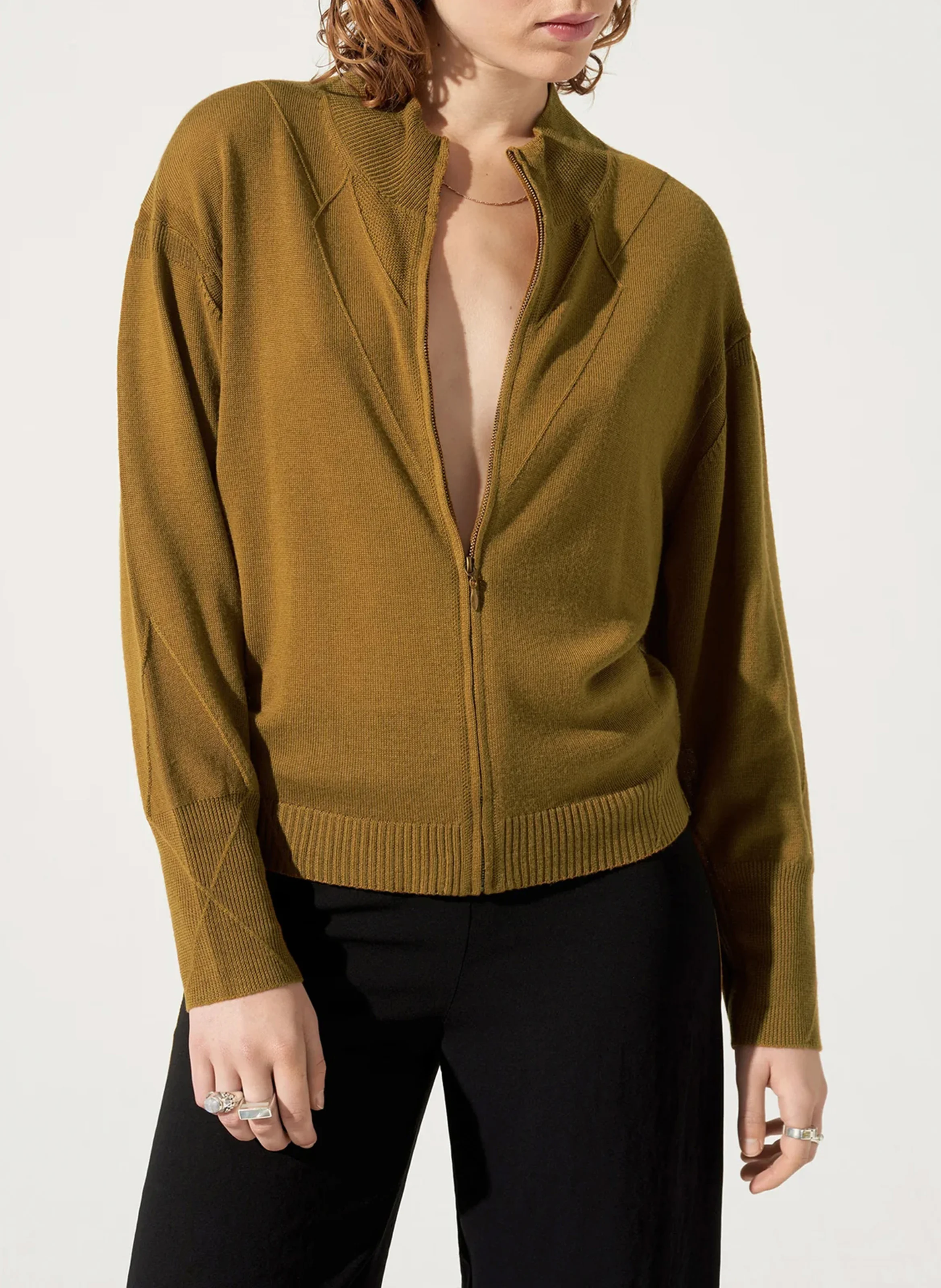 Gilet oversize col montant en laine | Jaune