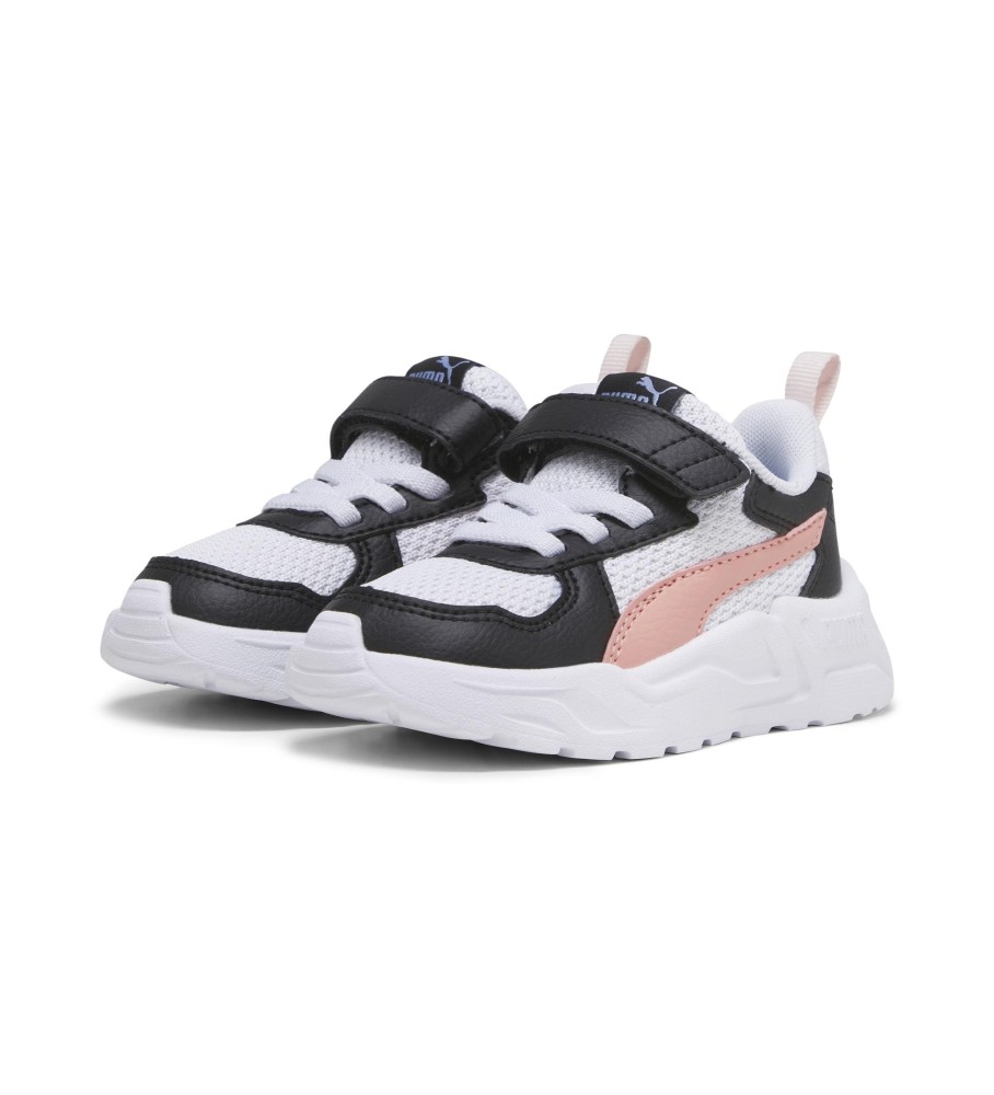 Tênis Puma Trinity Lite de couro, branco e rosa.