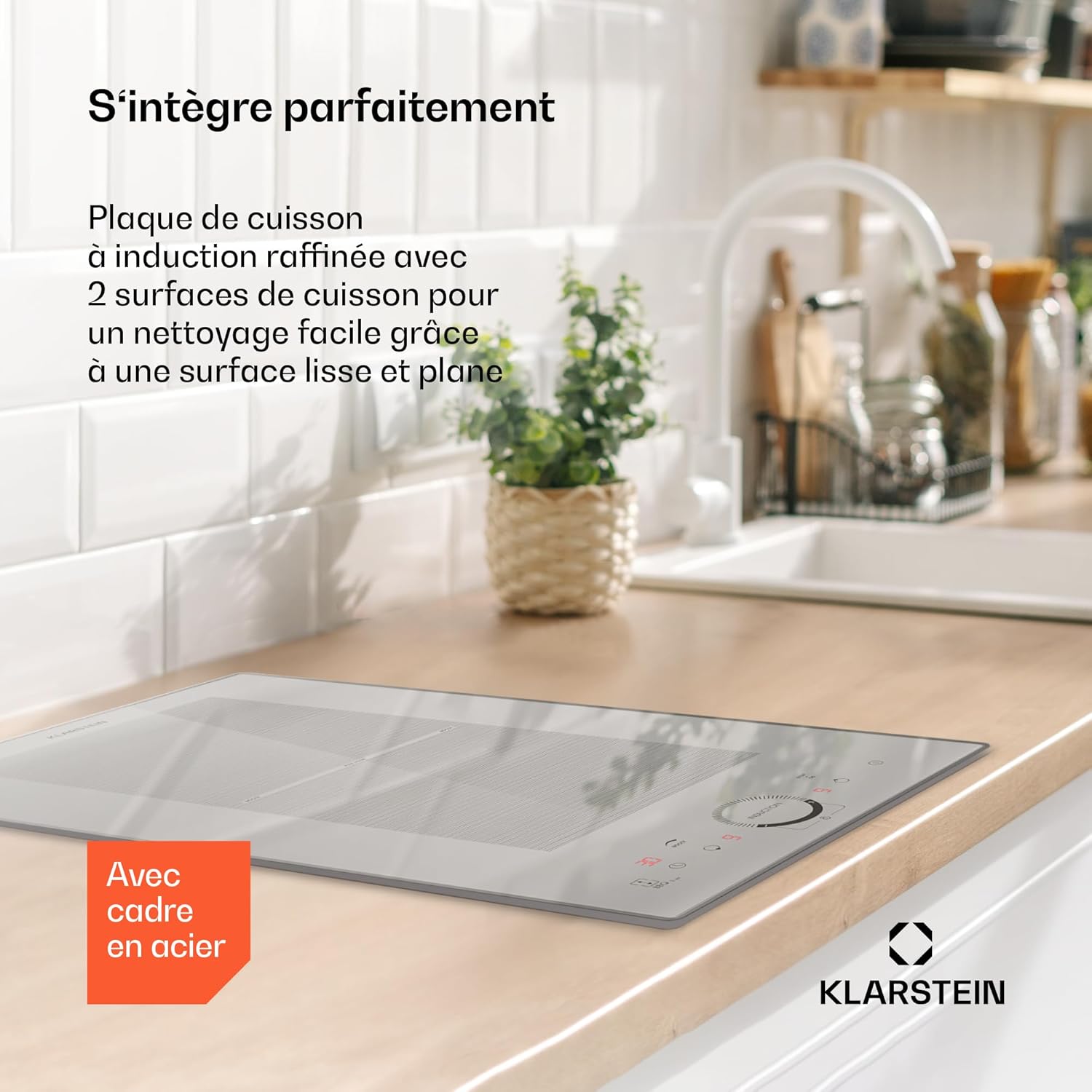 Klarstein Kochfeld 2 Platten, Einbaukochfeld mit 2 Kochfeldern, 3500 Watt, Touch-Bedienfeld & Timer, Effizienter Elektro-Herd