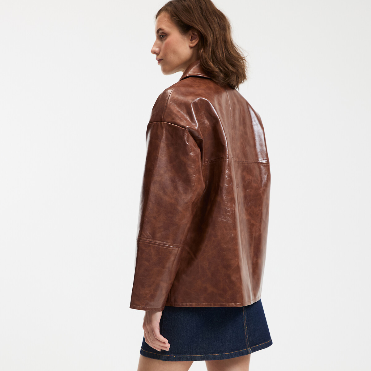 LA REDOUTE COLLECTIONS<br>Casaco midi em couro sintético com fechamento por botões