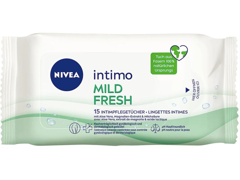 NIVEA Intimpflege Mild Fresh 15 Stück Milde Intimpflege-Tücher mit Aloe-vera und natürlicher Milchsäure