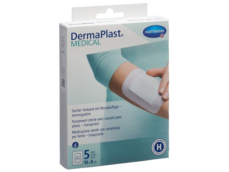 DermaPlast Medical Vliesverband 10 cm x 8 cm 5 Stück Pflaster für sensible Haut