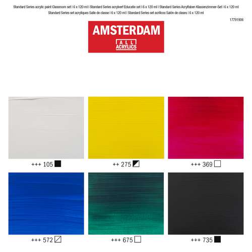 Talens AMSTERDAM All Acrylics Standard Series, 6 x 120 ml Klassenzimmer-Set
