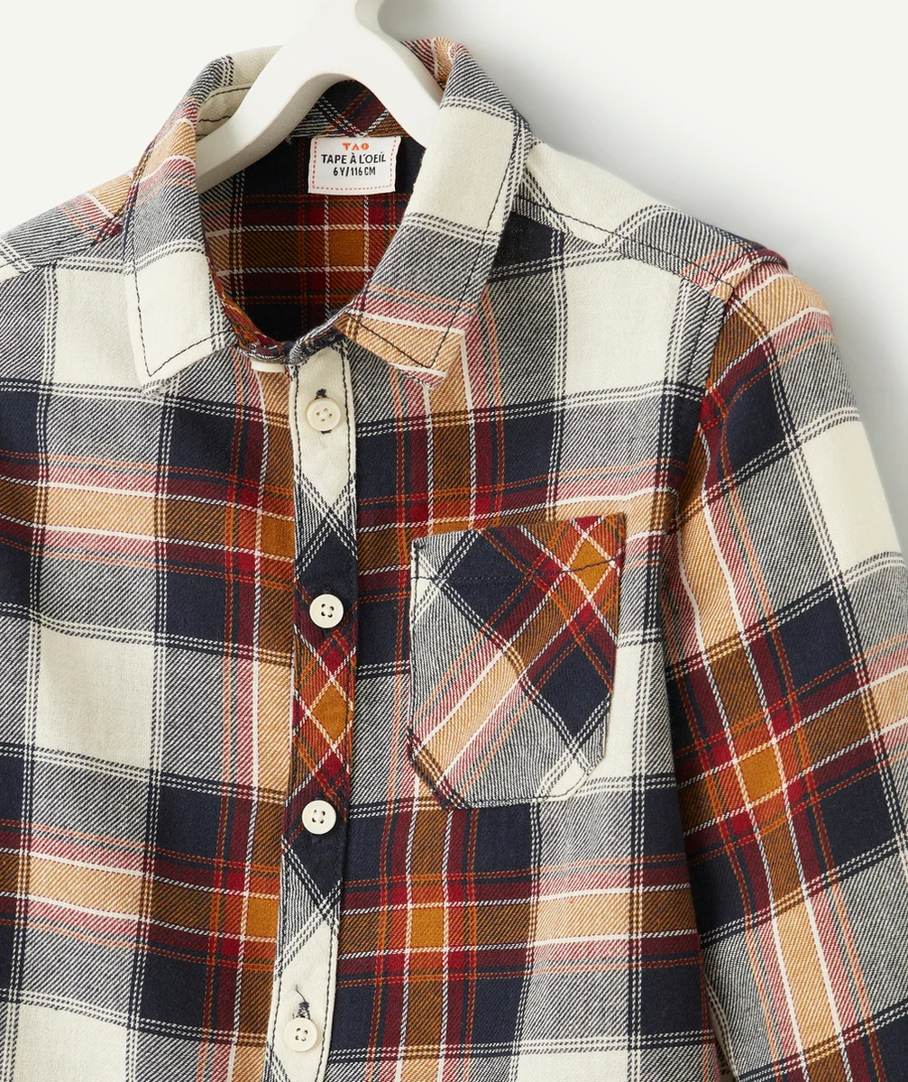 CHEMISE À CARREAUX GARÇON BLEU MARINE ET BORDEAUX