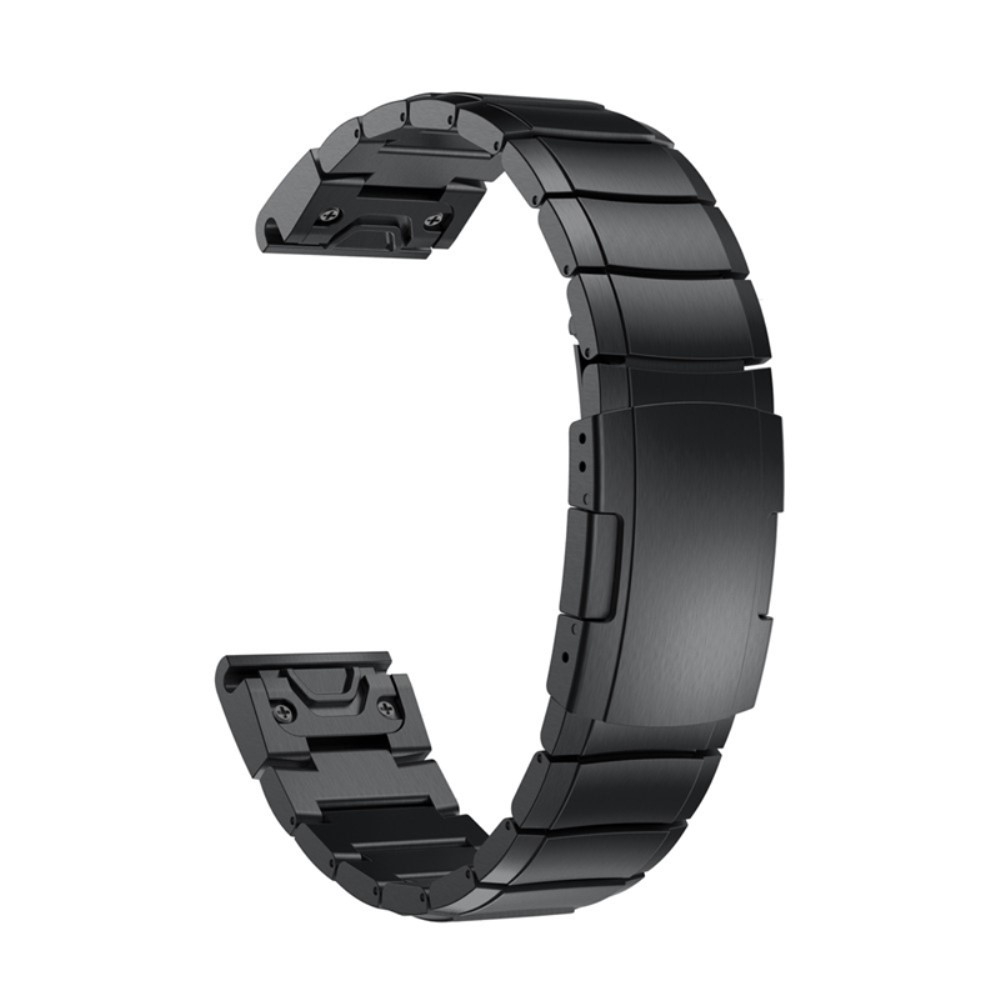 Garmin Fenix 6X / 6X Pro / 5X / 5X Plus / 3 / 3 HR / 3 Sapphire Edelstahl Armband mit Butterfly Verschluss - Schwarz