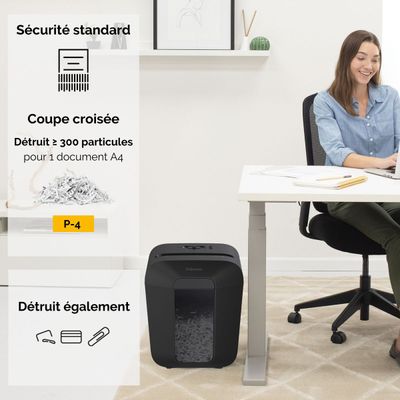 Fellowes Powershred LX45 - destructeur de documents coupe croisée - 8 feuilles - Corbeille 17 litres - verrouillage de sécurité