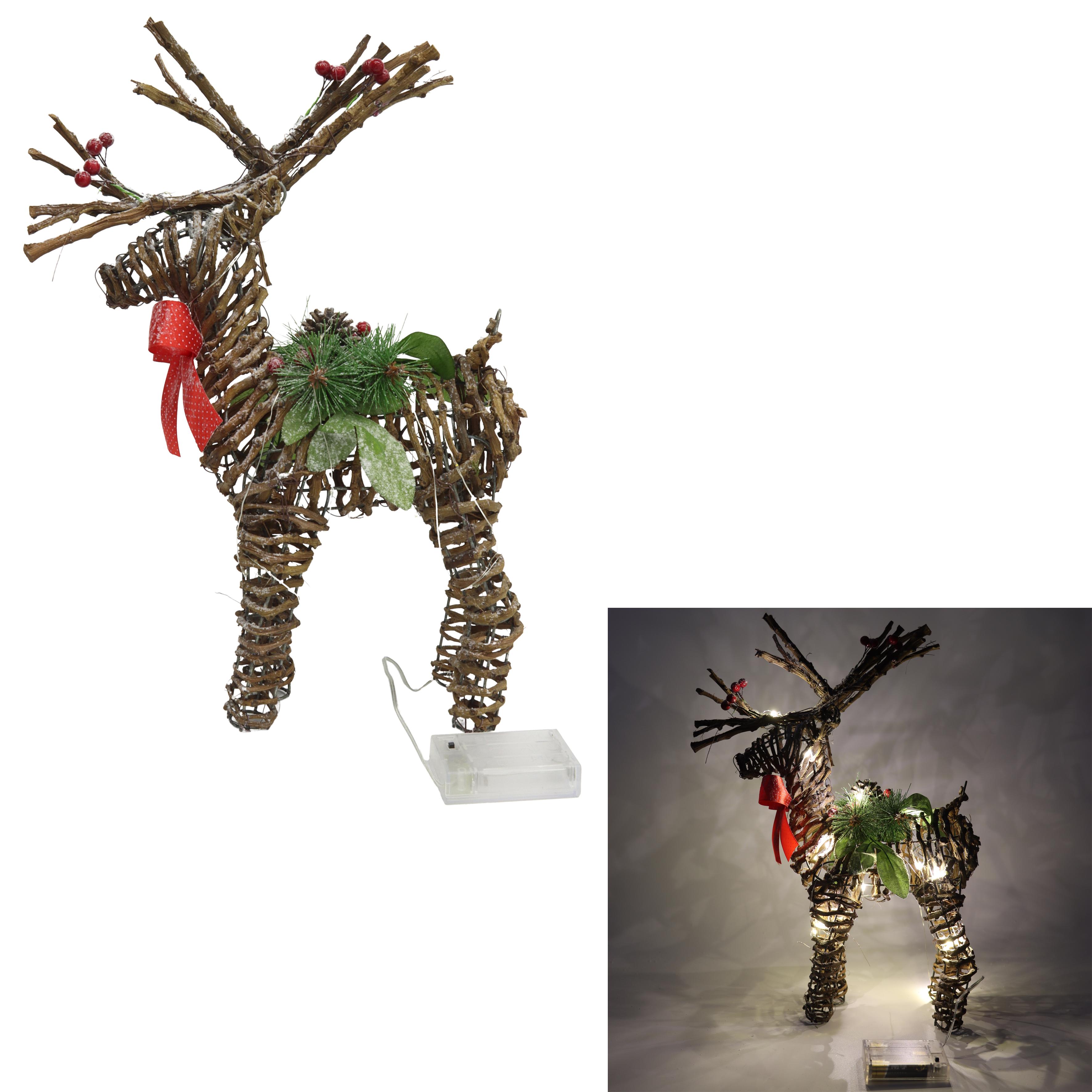 RENNE BOIS LUMINEUX H.30CM