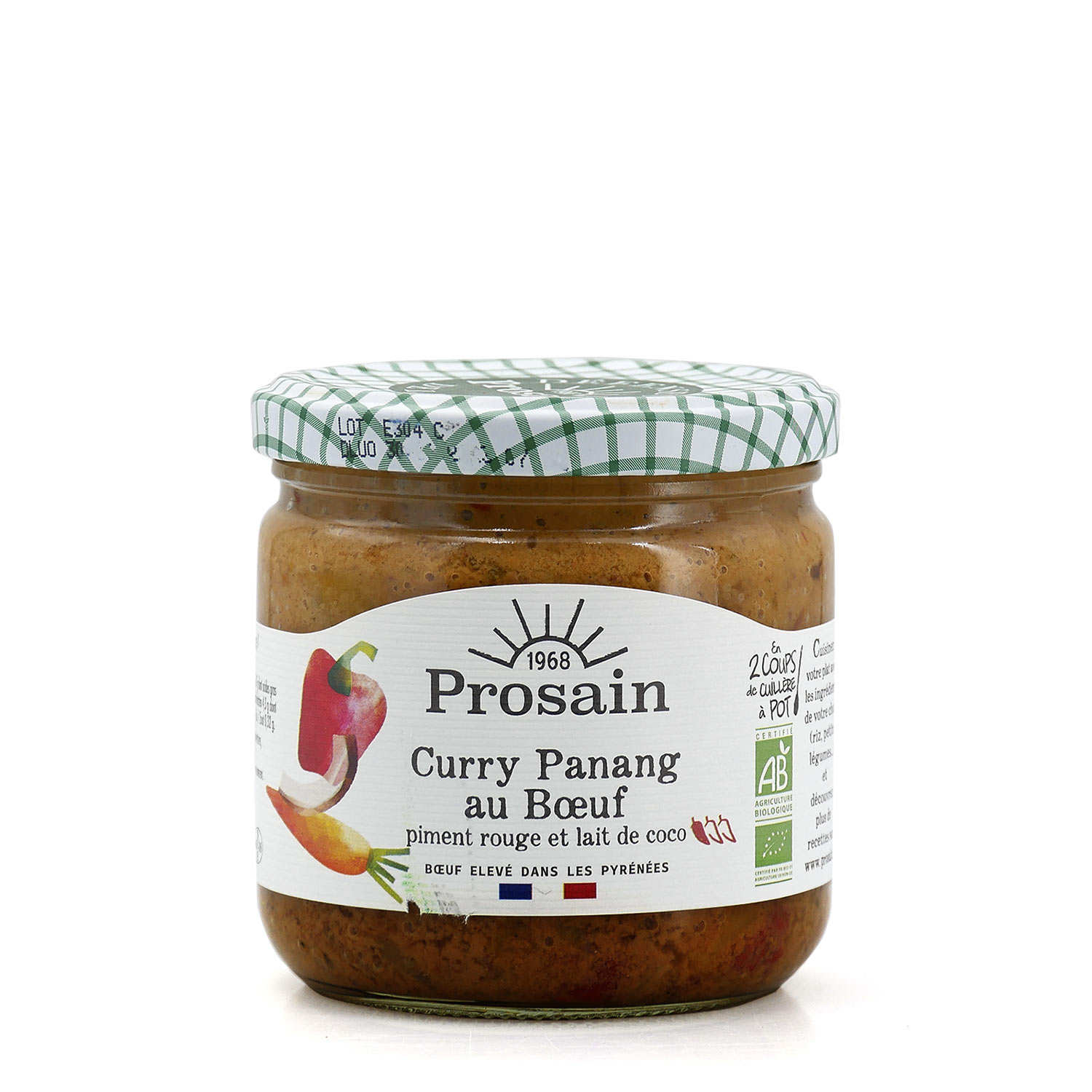 Curry Panang bio au boeuf, piment rouge et lait de coco