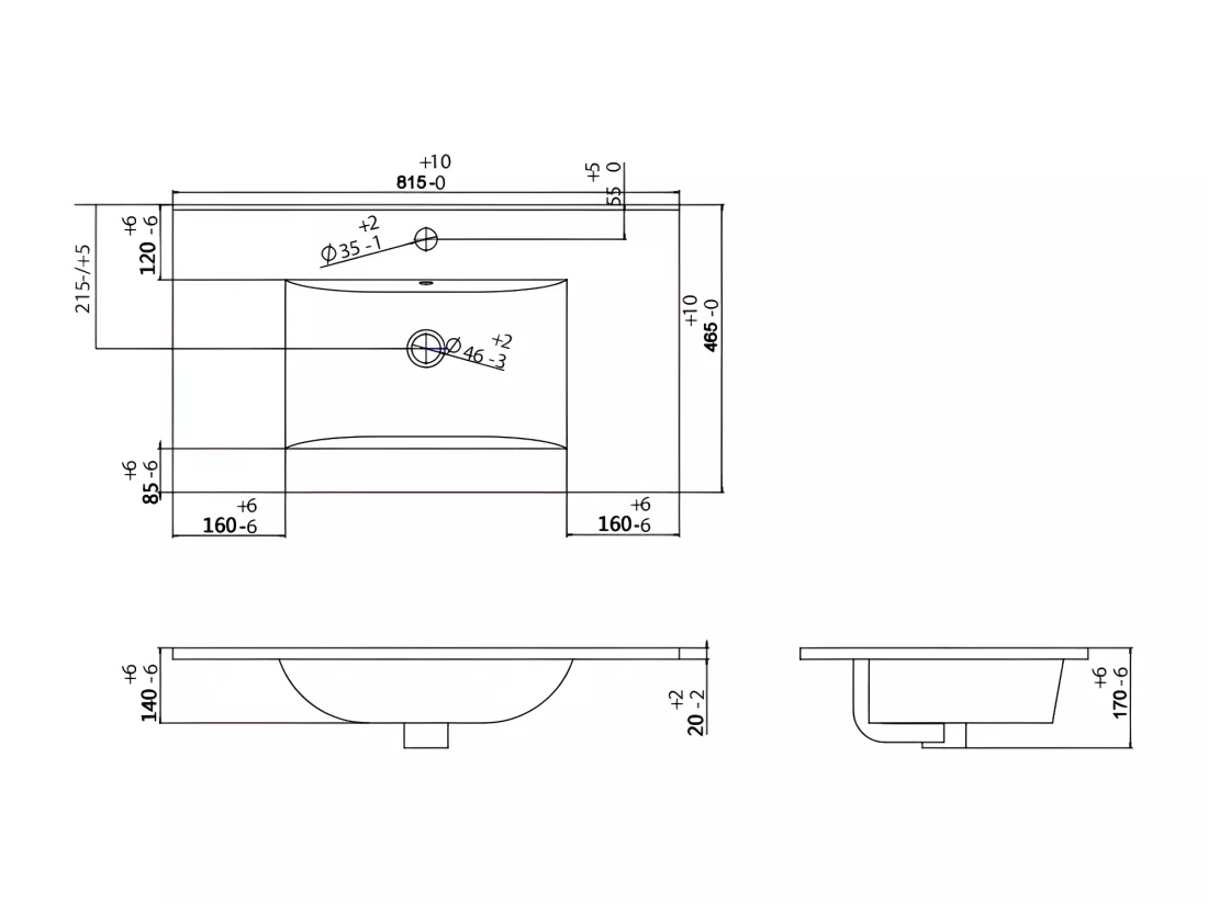 Meuble de salle de bain suspendu strié avec vasque à encastrer - Blanc - 80 cm - PARMIZA