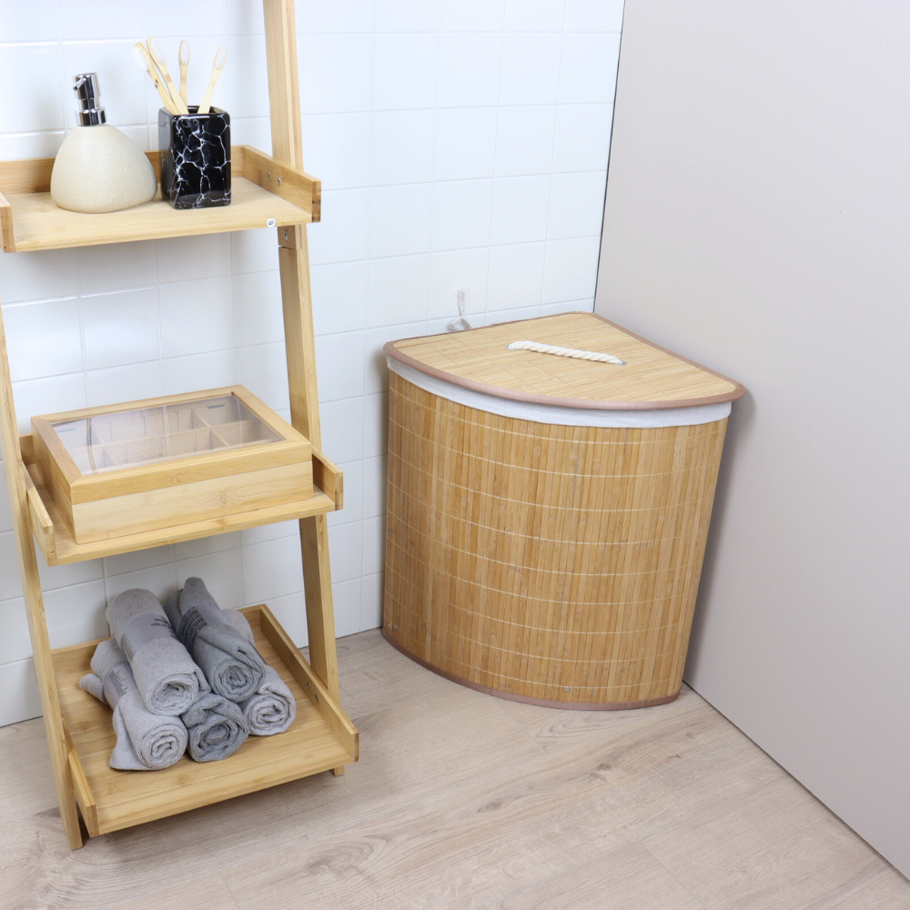 Marbeaux Wasmand met Deksel Hoekvormig Bruin 35x35x50cm Bamboe