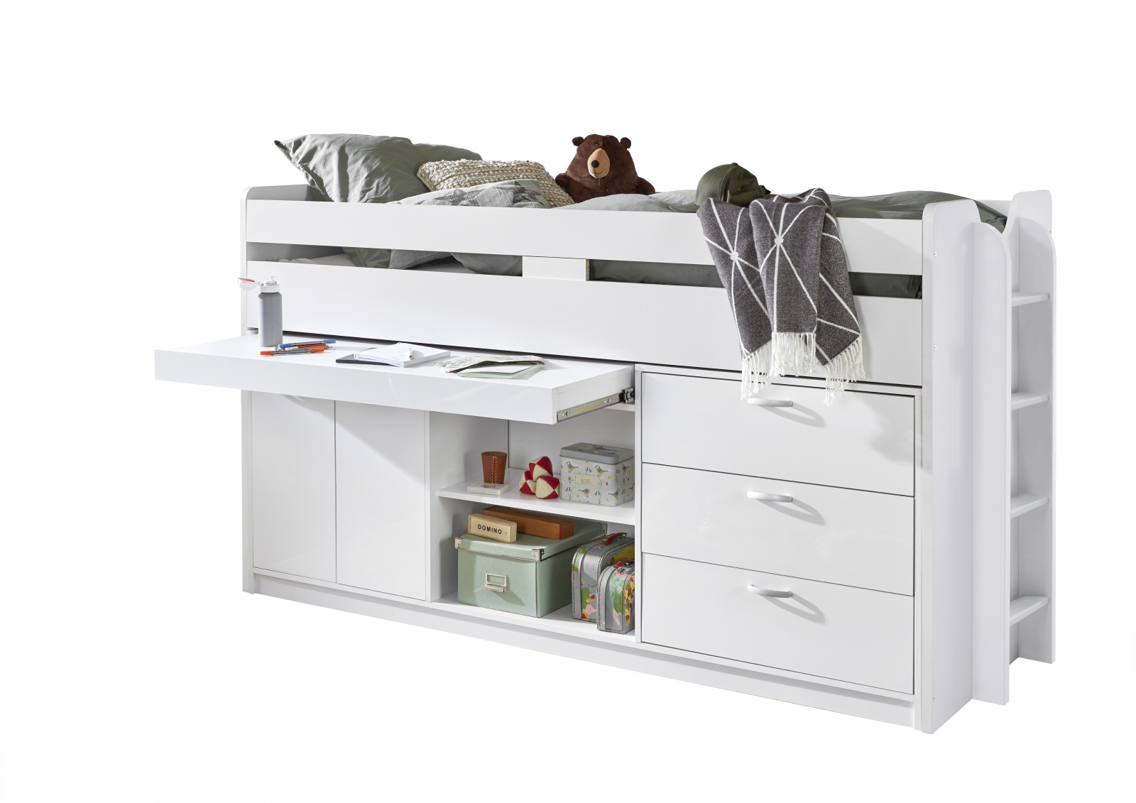 Funktionshochbett BONNY - weiß - 90x200 cm