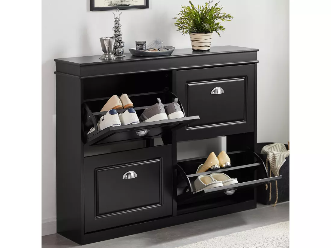 Meuble de Rangement à Chaussures Armoire à Chaussures Commode à Chaussures 4 abattants, FSR79-SCH