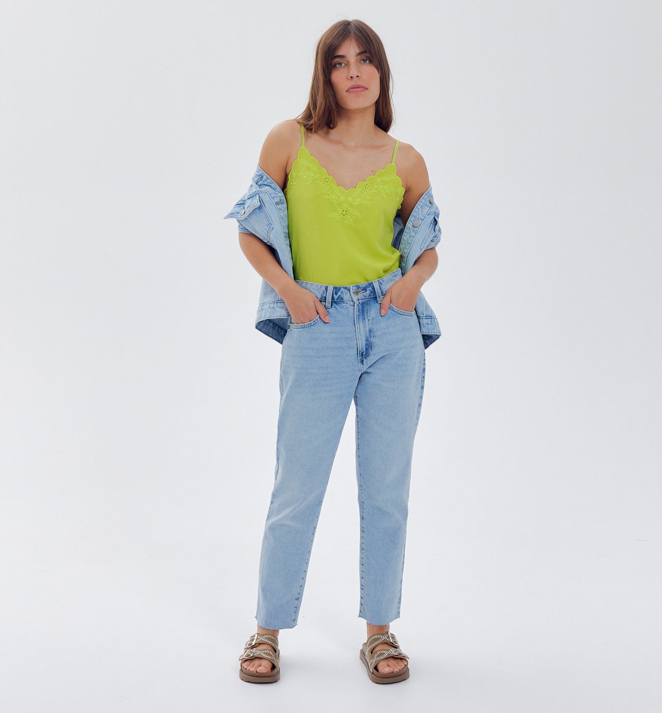 Top à fines bretelles Femme - Vert fluo