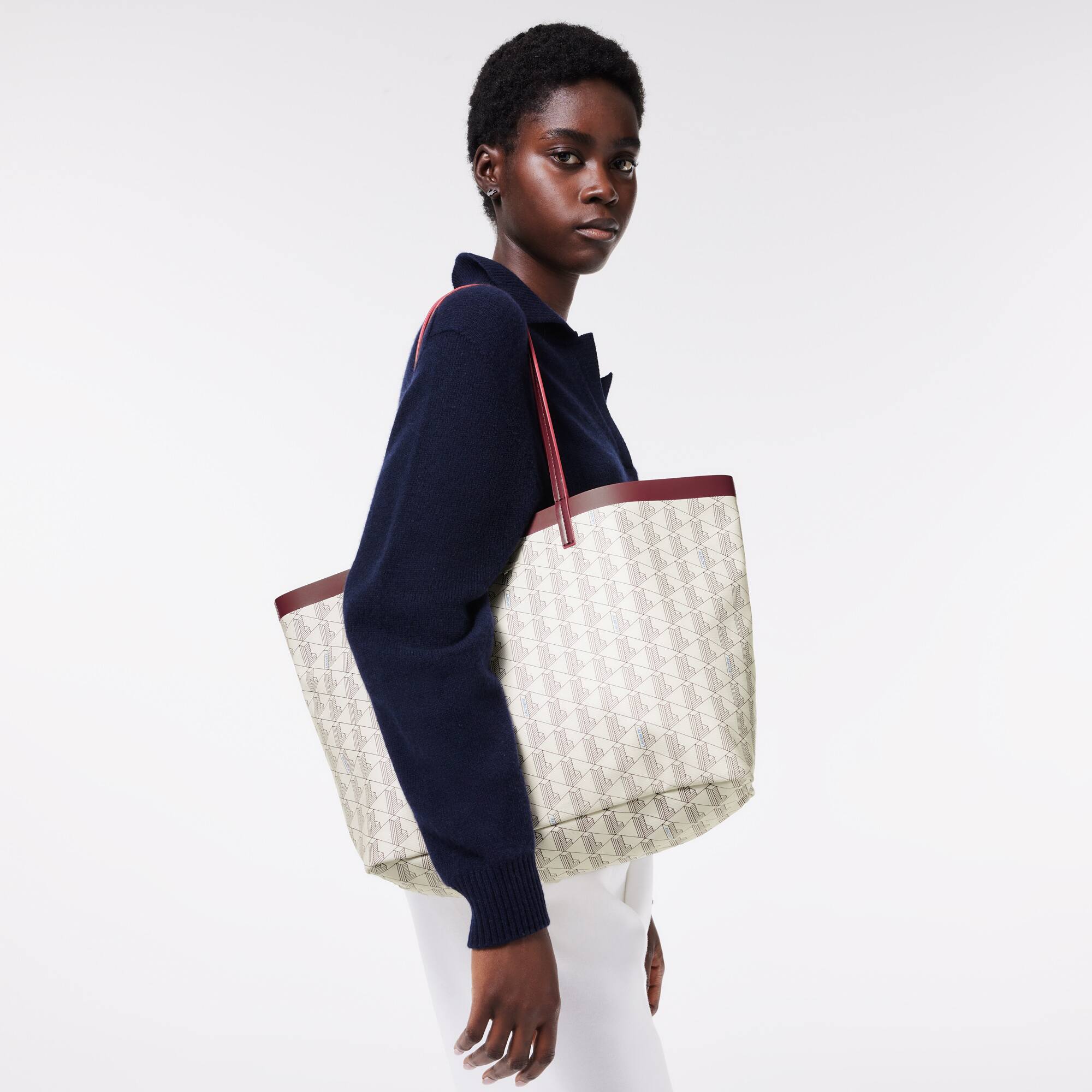 Tote Bag aus beschichtetem Canvas mit Monogramm Taschen - Weiss - Lacoste - Damen