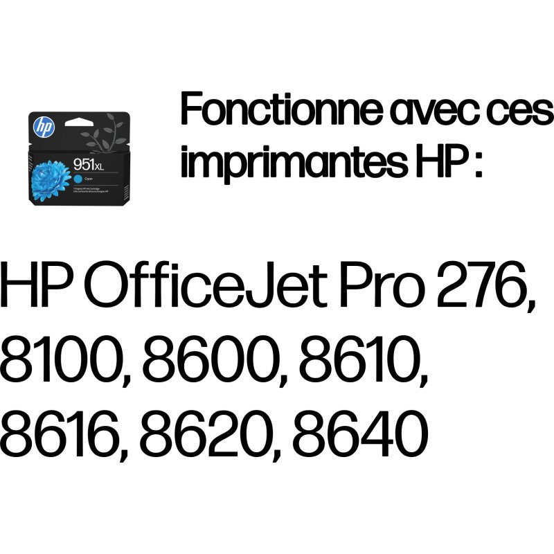 HP 951XL cartouche d'encre cyan grande capacité authentique