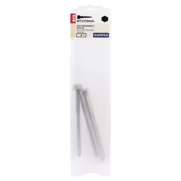 GAMMA houtdraadbout M7 x 110 mm RVS 4 stuks