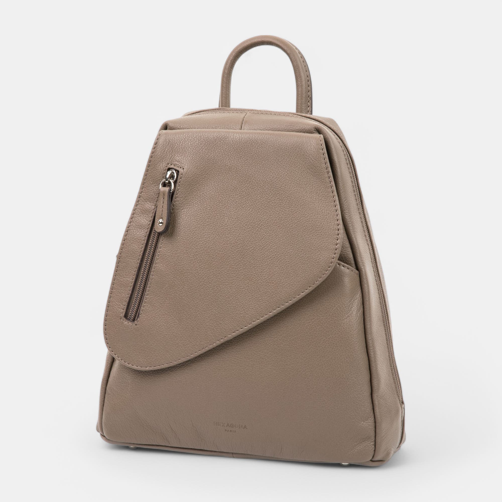 Sac à dos en cuir taupe
