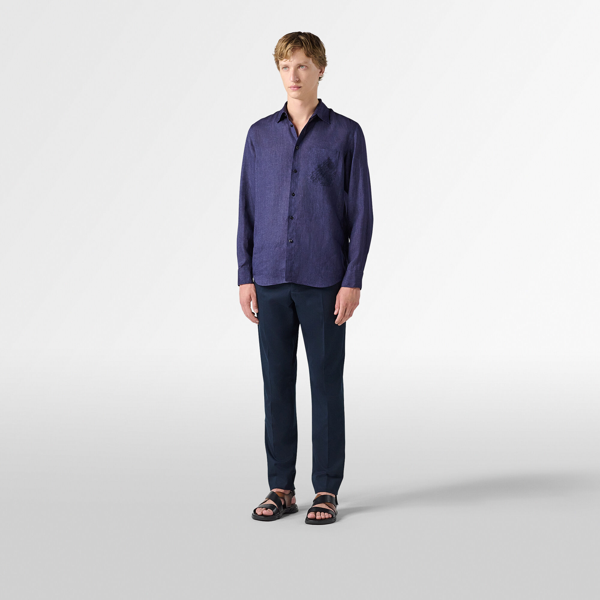 Chemise En Lin Avec Poche Scritto