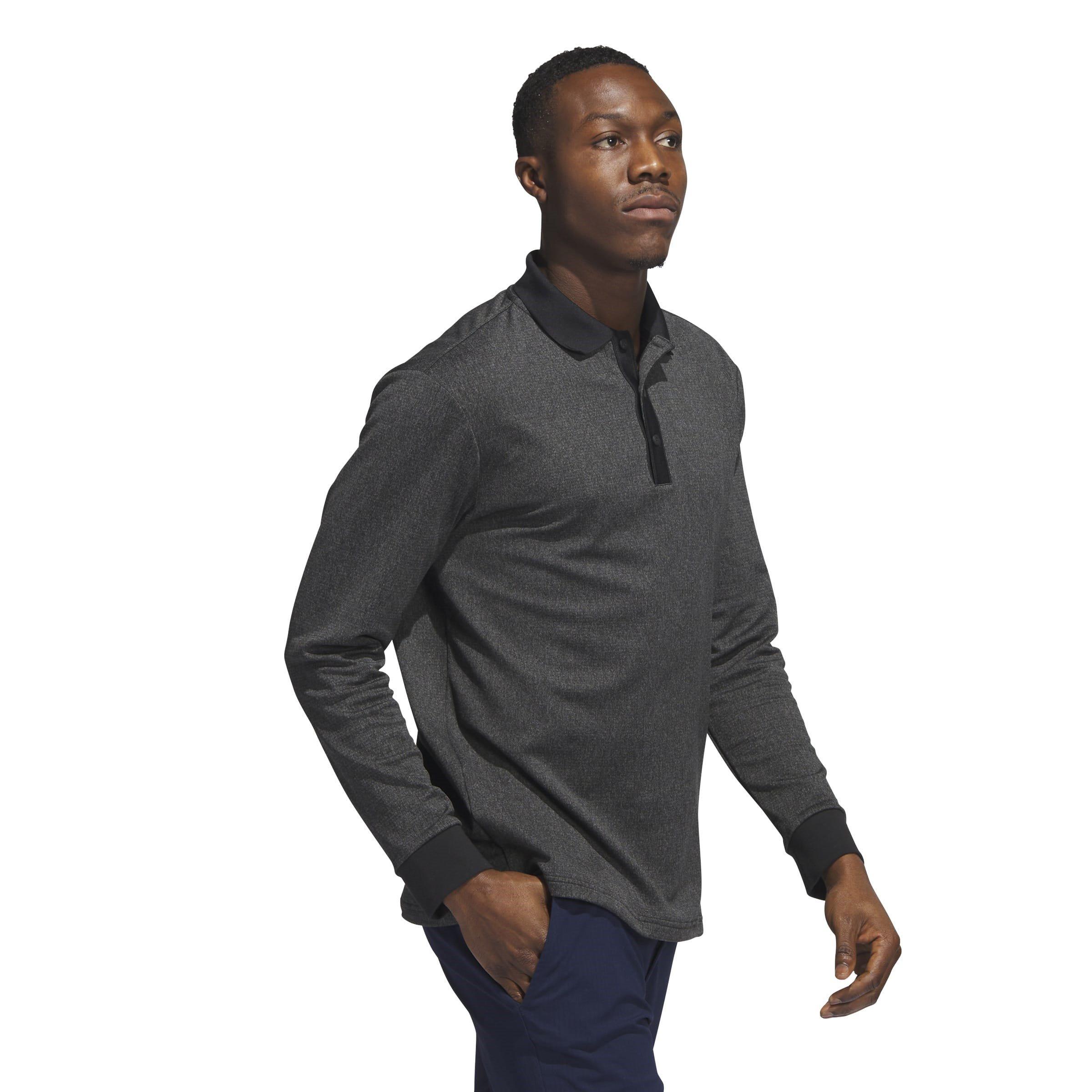 adidas Essentials Heathered Long Sleeve Polo Shirt Mens