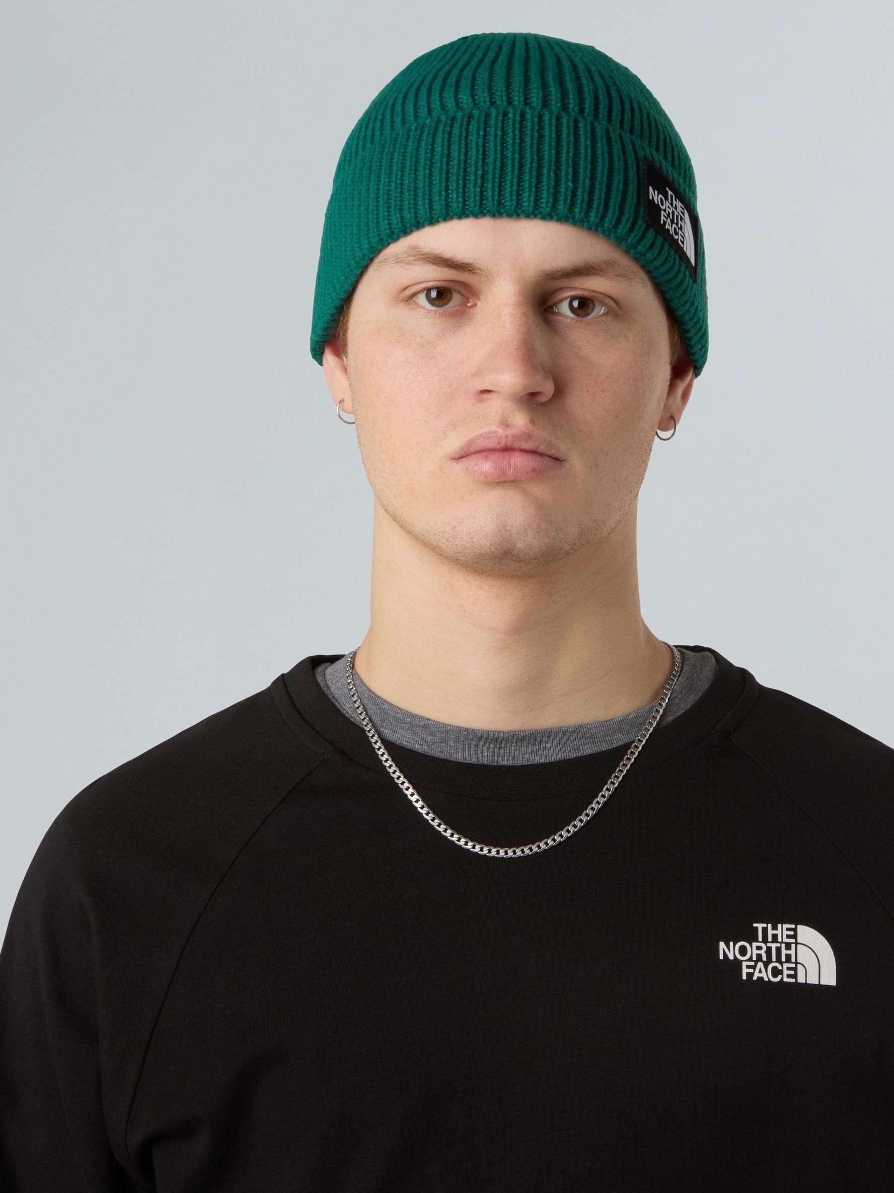 Donkergroen - The North Face - Beanie-muts met boord en rechthoekig logo