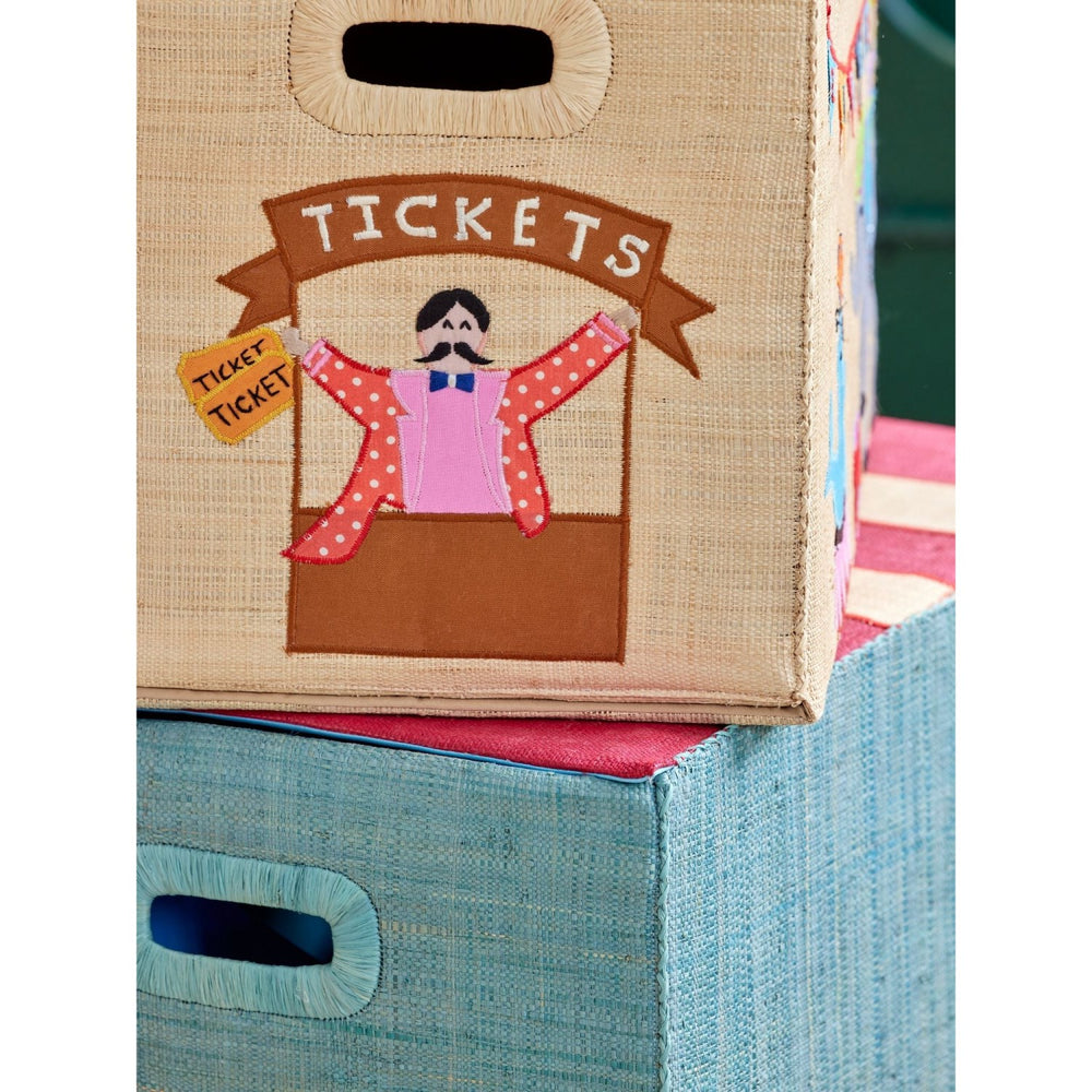 Køb Rice Raffia Opbevaring Box Med Circus Theme - Large - Foldable