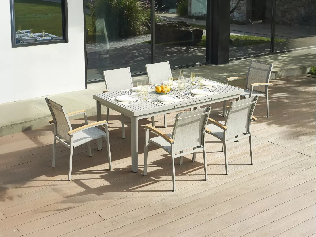 Table de jardin extensible en aluminium L.180/240cm - Taupe - NAURU de MYLIA