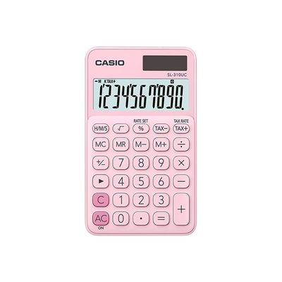 Calculatrice de poche Casio SL-310UC - 10 chiffres - alimentation batterie et solaire - rose