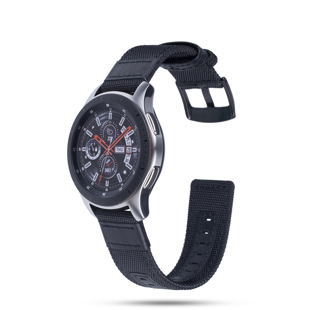 Samsung Galaxy Watch 4 Classic (42 mm / 46 mm) Nylon / Echtleder Armband - Schwarz