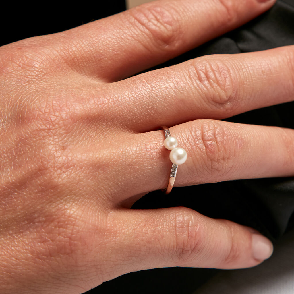 Bague Primo Or Jaune Perle De Culture Et Oxyde De Zirconium