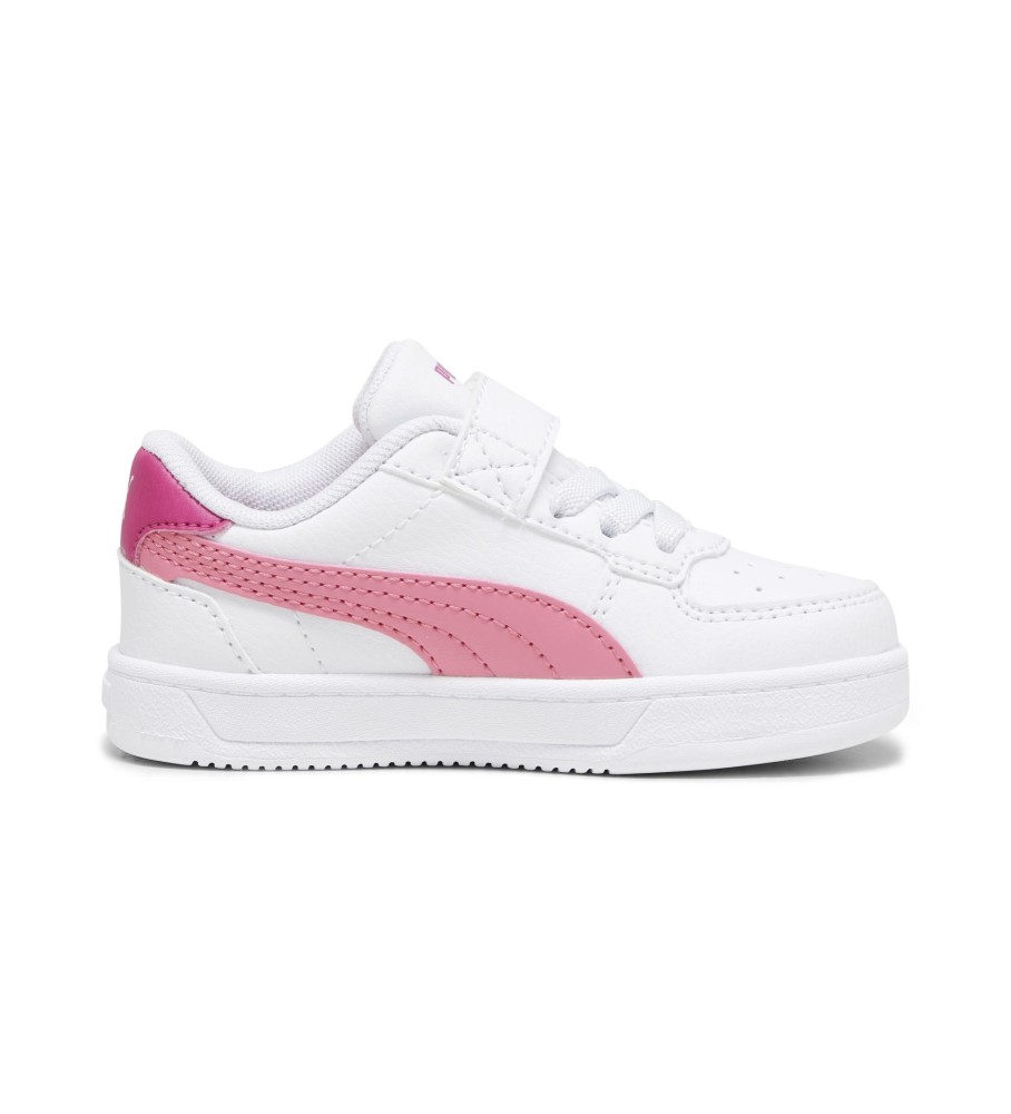 Tênis Puma Caven 2.0, branco e rosa.