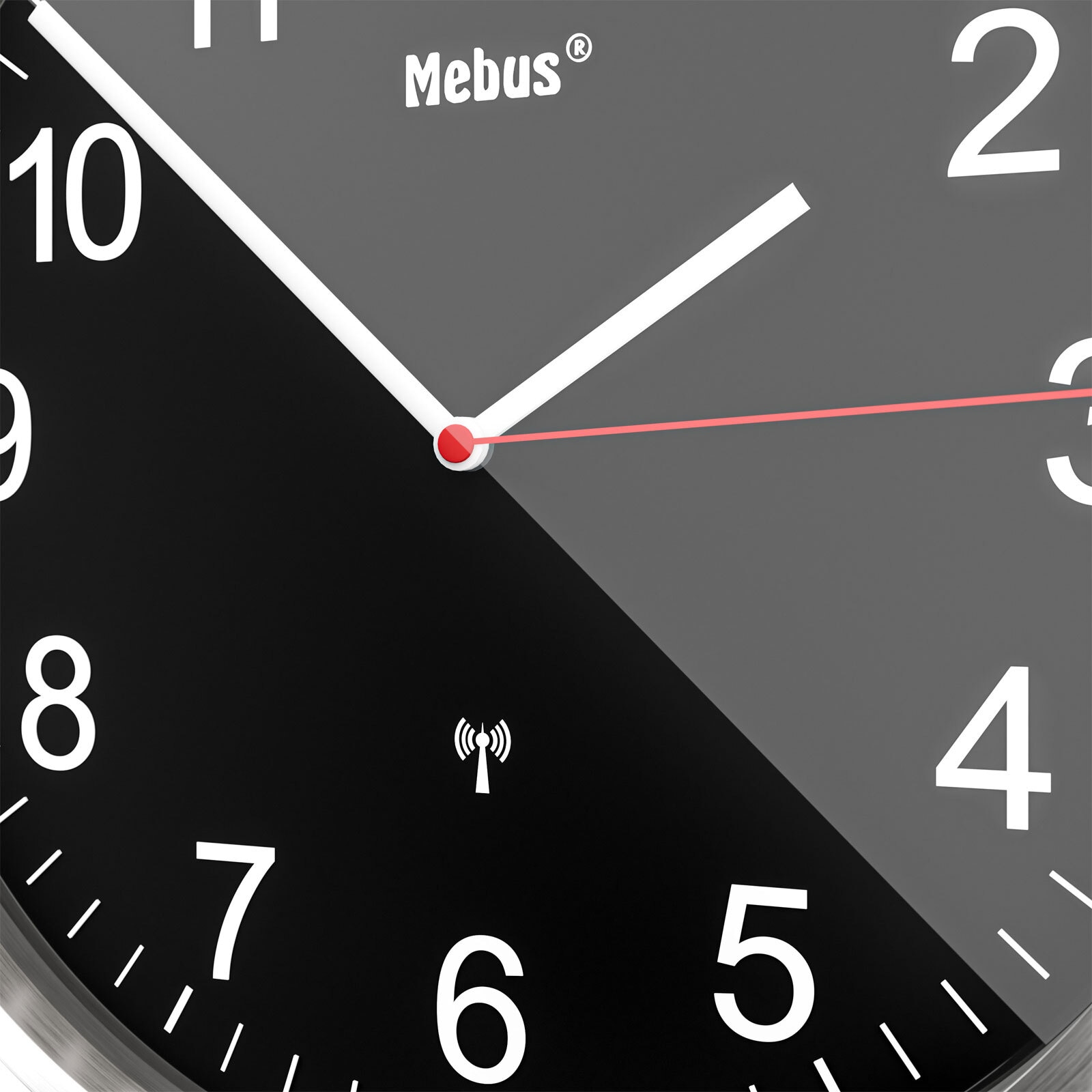 Funk-Wanduhr Silber/Schwarz