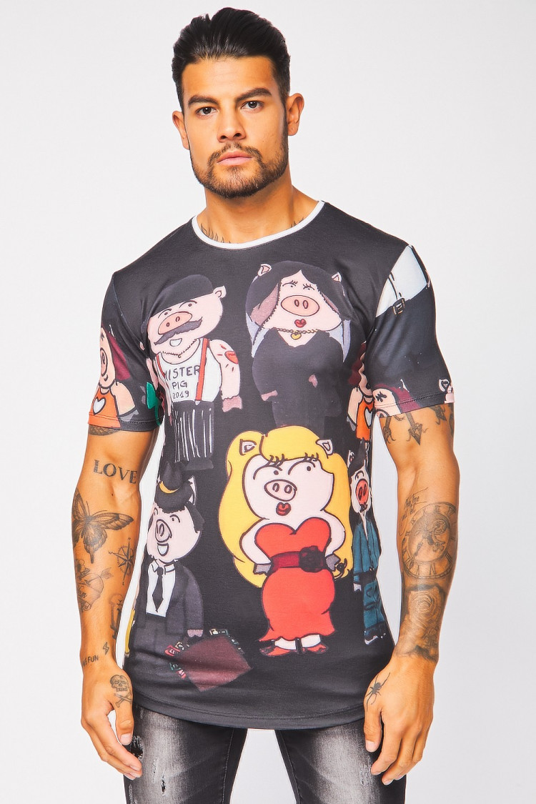 T-shirt noir Mister pig