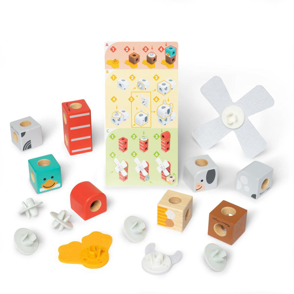 Køb Melissa & Doug Multifarvet Blockables Playset Bondegårdens Venner 16Pcs