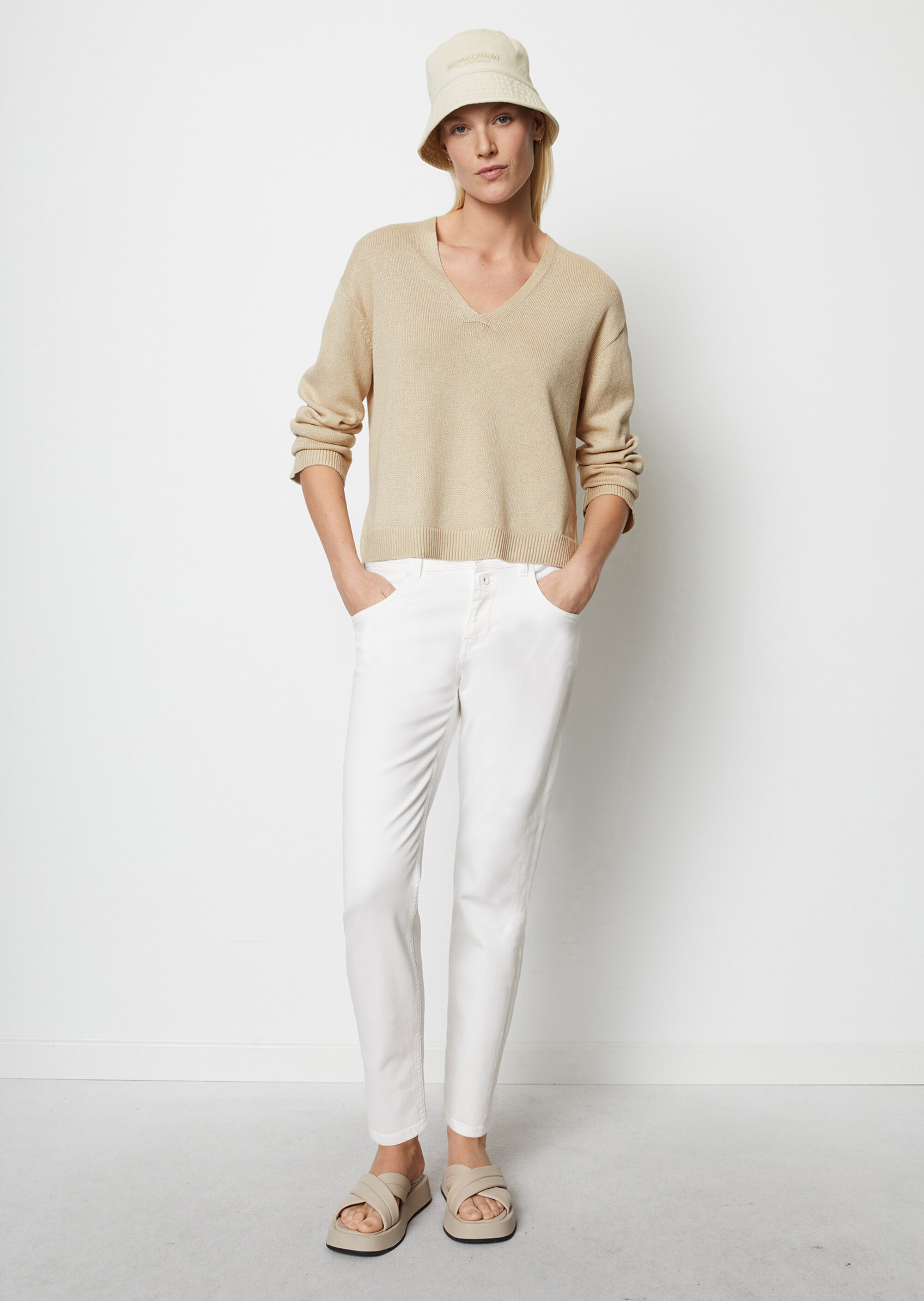 Leinen-Mix-Strickpullover mit hohem Anteil an Bio-Baumwolle