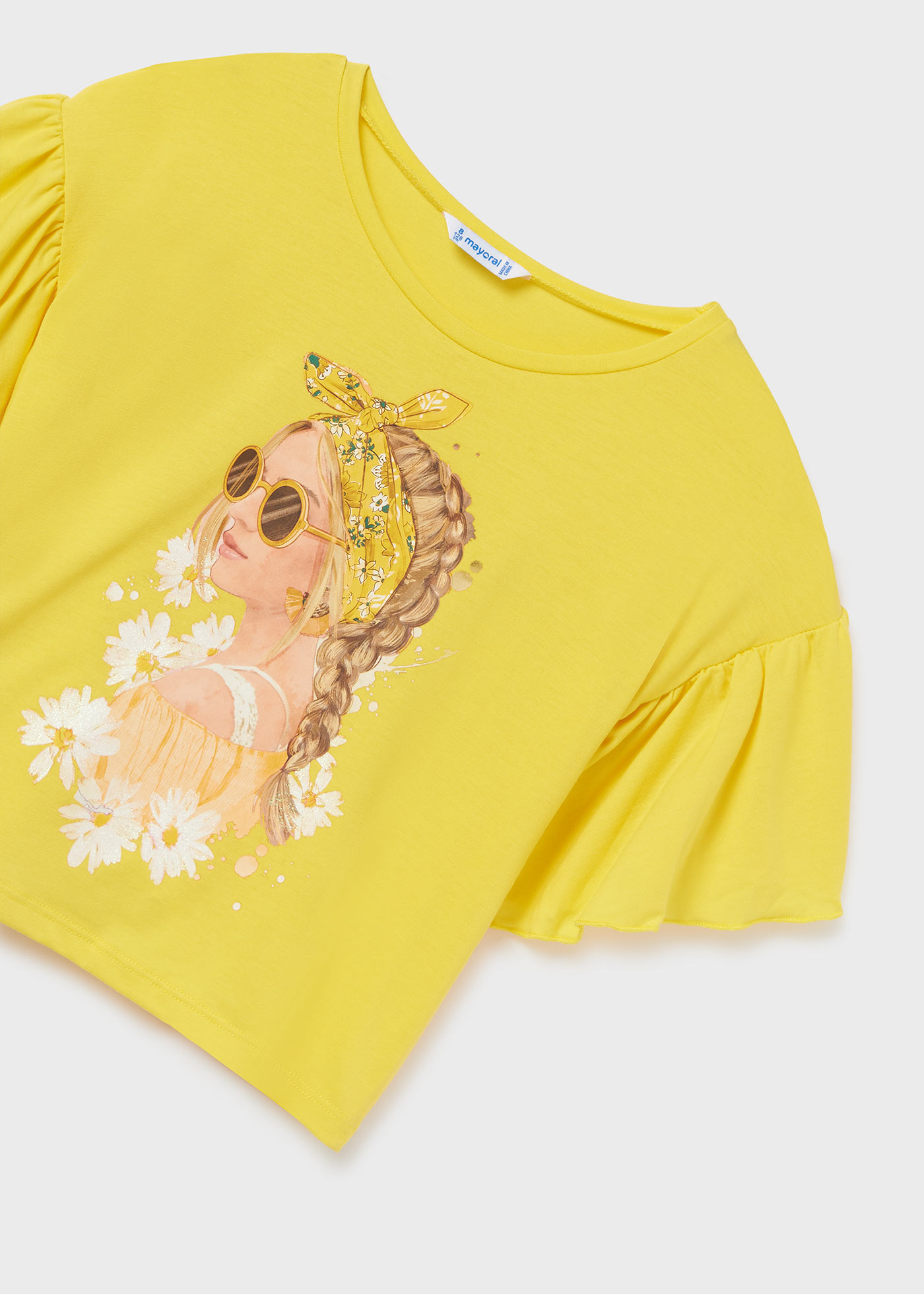 Camiseta de manga curta com estampa para meninas