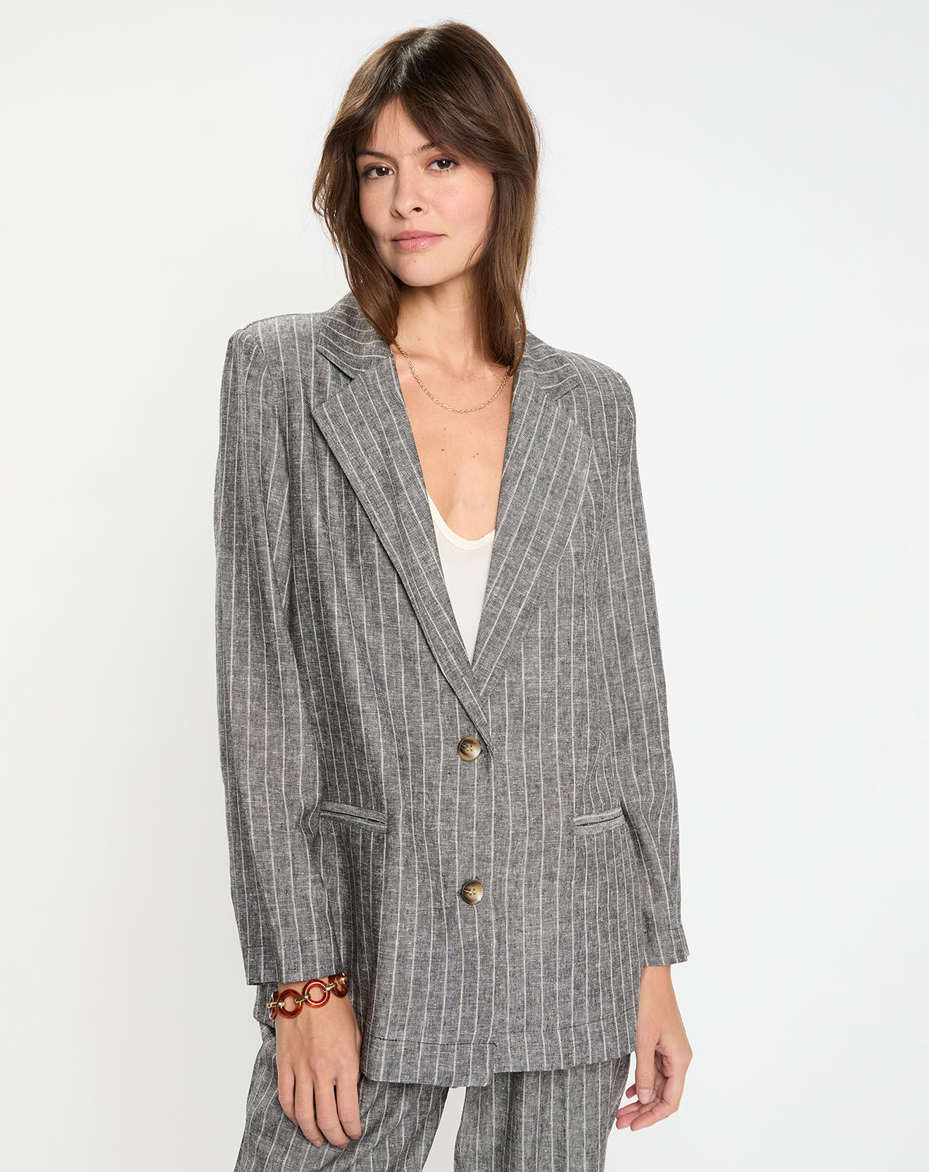 Lauren Vidal Veste en Lin mélangé Lima noir chiné