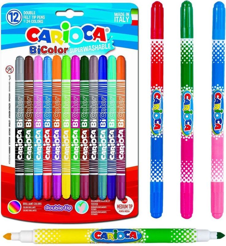 Carioca - BiColor Viltstiften - 12 Stiften = 24 Kleuren